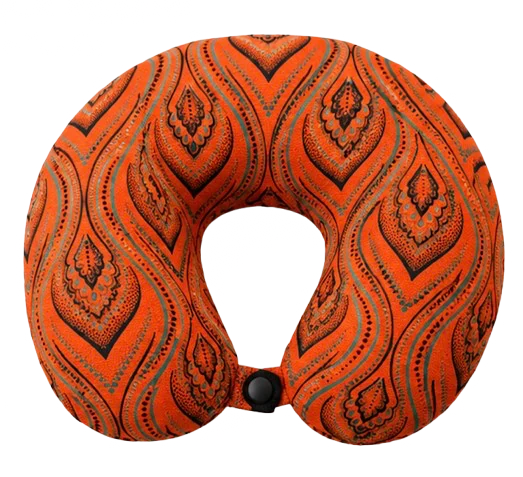 Orange Shweshwe travel neck pillow